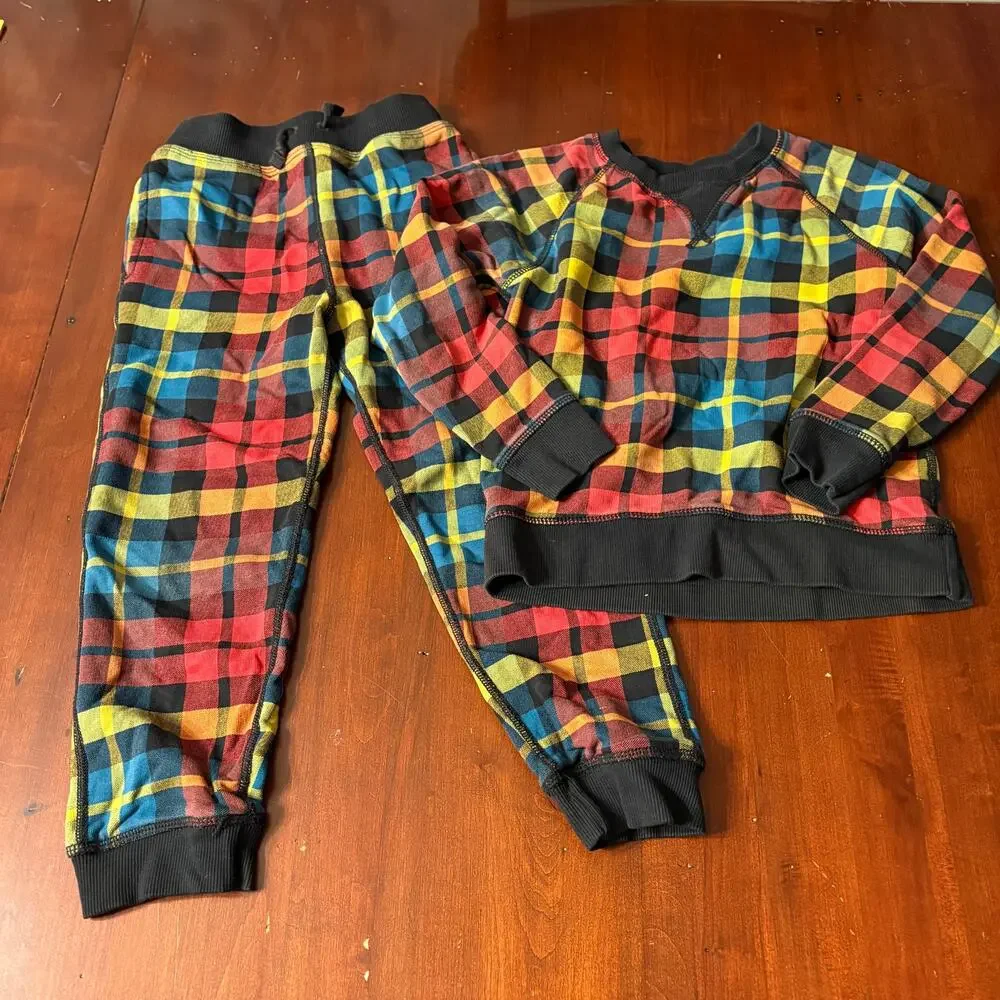 Hanna Andersson Plaid Pajama Set 120 6-7 Children's Kid's Rainbow